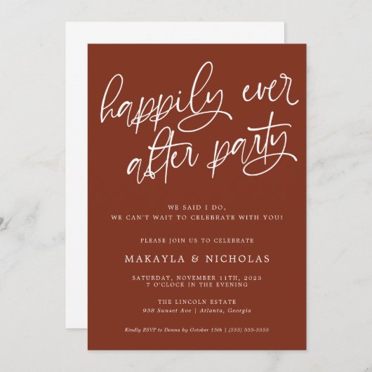 Invitation Heureusement Jamais Après La Réception De Mariage  (Devant / Derrière)