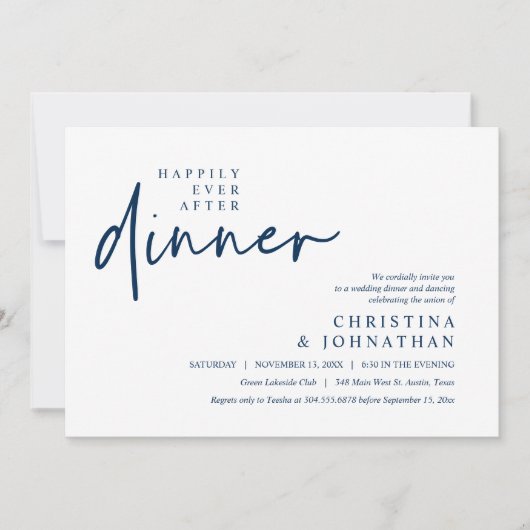 Invitation Heureusement Jamais Après Le Dîner Fête De Mariage (Devant)