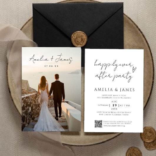 Invitation Heureusement Jamais après le mariage Réception QR