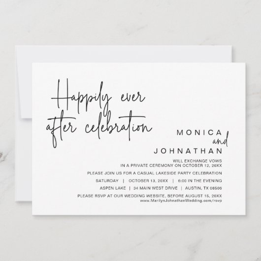 Invitation Heureusement Jamais Après, Mariage Elopement Céléb (Devant)