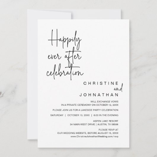 Invitation Heureusement Jamais Après, Mariage Elopement Céléb (Devant)