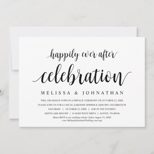 Invitation Heureusement Jamais Après Mariage Elopement Célébr (Devant)