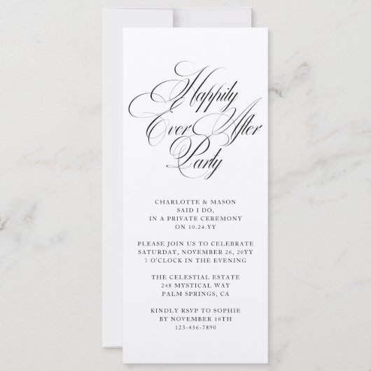 Invitation Heureusement Jamais Après Mariage Réception De Mar (Devant)