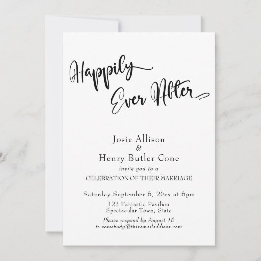 Invitation Heureusement Jamais Après Mariage Réception Gold C (Devant)