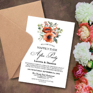 Invitation Heureusement Jamais Après Orange Floral Mariage Ré