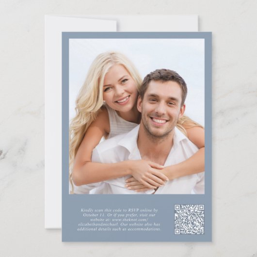 Invitation Heureusement Jamais Après Photo QR Code Réception  (Dos)