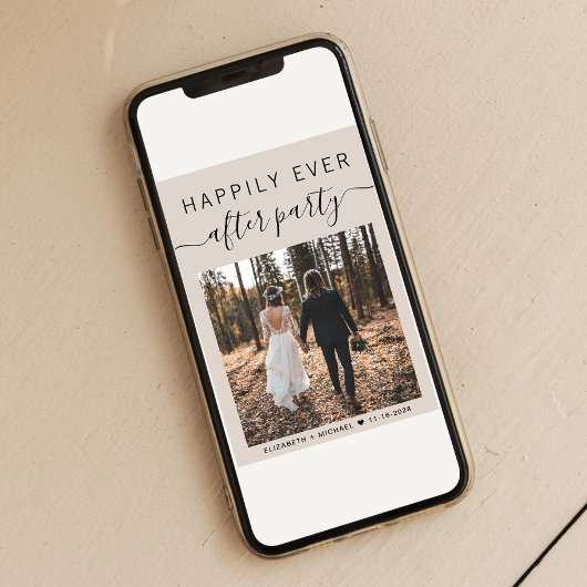 Invitation Heureusement Jamais Après Photo Taupe Réception Ma