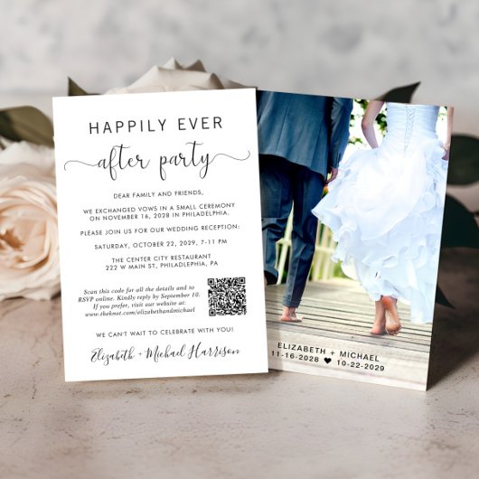Invitation Heureusement Jamais après QR Code Photo Mariage Ré