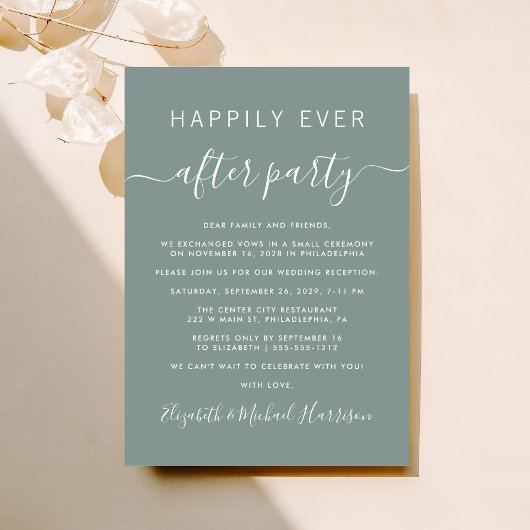 Invitation Heureusement Jamais Après Sage Green Mariage Récep