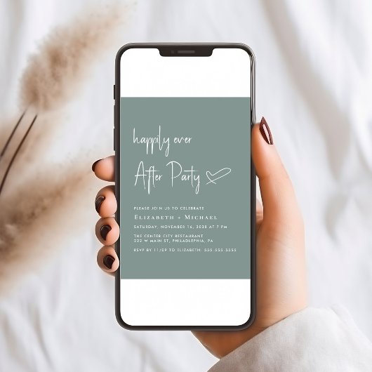 Invitation Heureusement Jamais Après Sage Green Mariage Récep