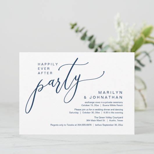 Invitation Heureusement Jamais Après Un Mariage De Fête Récep (Debout devant)