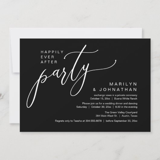 Invitation Heureusement Jamais Après Un Mariage De Fête Récep (Devant)