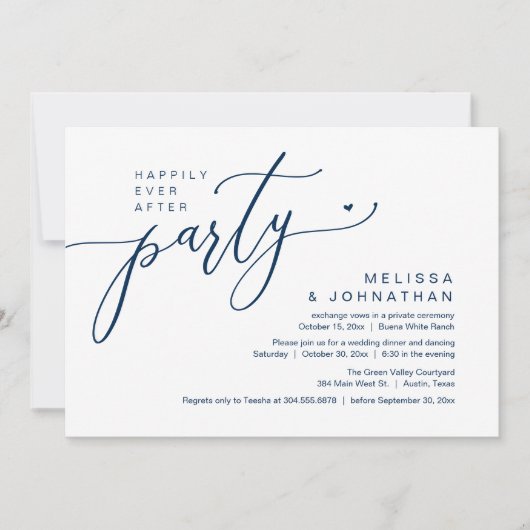 Invitation Heureusement Jamais Après Un Mariage De Fête Récep (Devant)