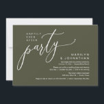 Invitation Heureusement Jamais Après Un Mariage De Fête Récep<br><div class="desc">Marquez le début de votre éternité avec élégance grâce à notre carte d'invitation à la célébration de l'élévation mariage, "Happily Ever After Party", contemporaine et rustique. Parfait pour les couples qui souhaitent profiter de leur joyeux événement, cette invitation exhale le raffinement avec un soupçon de jeu, préparant le terrain pour...</div>