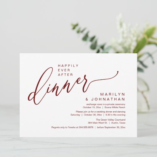 Invitation Heureusement Jamais Après Un Mariage De Fête Récep (Debout devant)