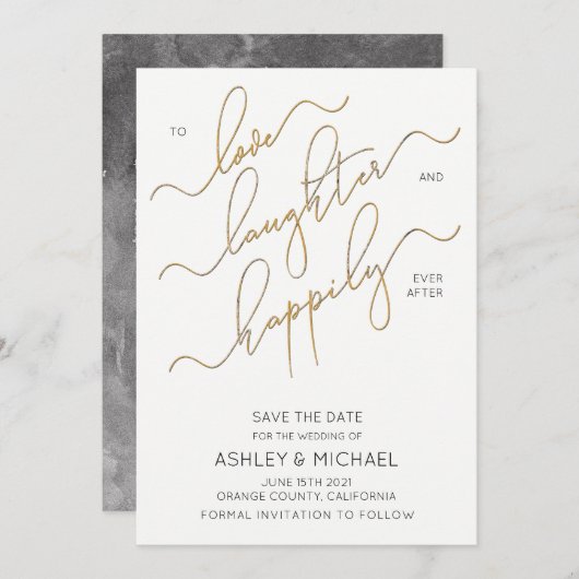 Invitation Heureusement Jamais Après Un Mariage De Script Enr (Devant / Derrière)