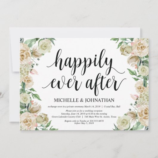 Invitation Heureusement pour toujours, Elopement Réception In (Devant)