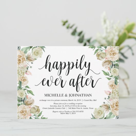 Invitation Heureusement pour toujours, Elopement Réception In (Debout devant)