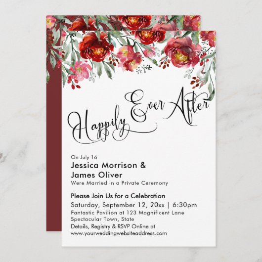 Invitation Heureusement que jamais après la typographie Fleur (Devant / Derrière)