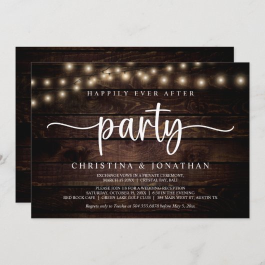 Invitation Heureusement toujours après la fête, String Lights (Devant / Derrière)