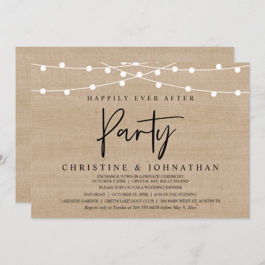 Invitation Heureusement toujours après la fête, String Lights (Devant / Derrière)