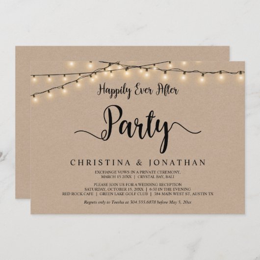 Invitation Heureusement toujours après la fête, String Lights (Devant / Derrière)