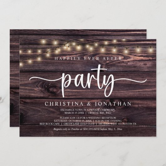 Invitation Heureusement toujours après la fête, String Lights (Devant / Derrière)