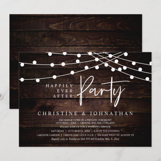 Invitation Heureusement toujours après la fête, String Lights (Devant / Derrière)