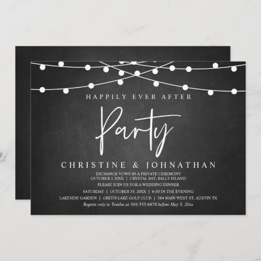 Invitation Heureusement toujours après la fête, String Lights (Devant / Derrière)