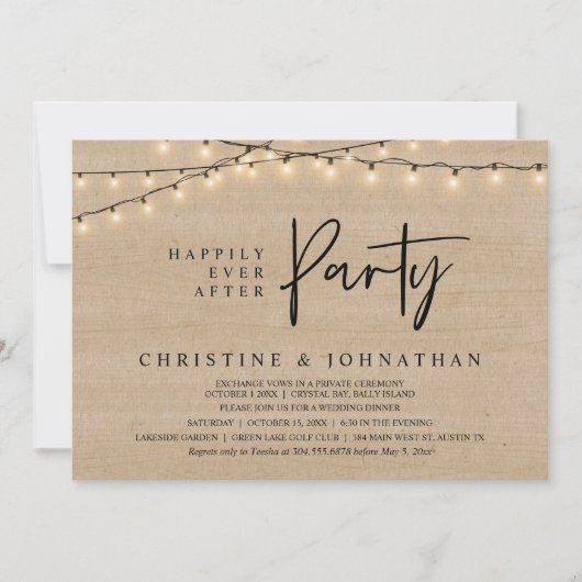 Invitation Heureusement toujours après la fête, String Lights (Devant)