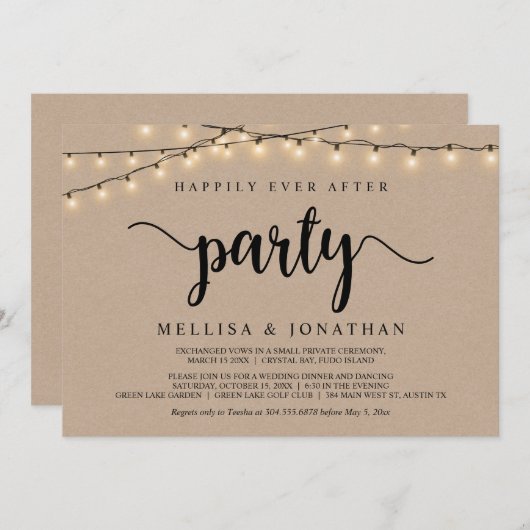 Invitation Heureusement toujours après la fête, String Lights (Devant / Derrière)