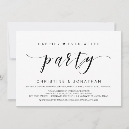 Invitation Heureux à jamais, Mariage Intime Fête (Devant)