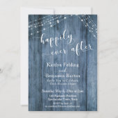 Invitation Heureux à tout jamais avec bois rustique bleu et l (Devant)