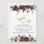 Invitation Heureux à tout jamais Burgundy Rouge Floral Or Scr (Devant)