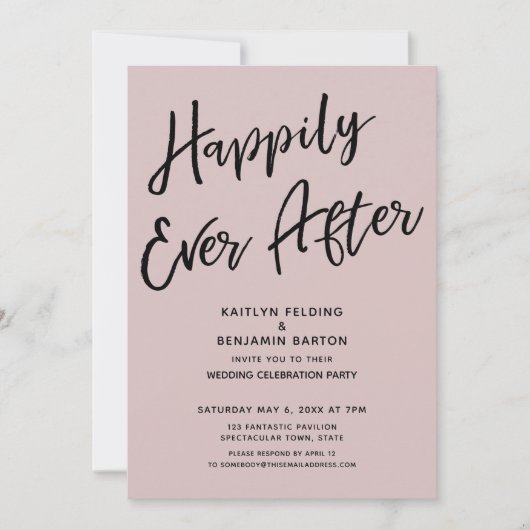 Invitation Heureux à tout jamais Fête de mariage décontractée (Devant)