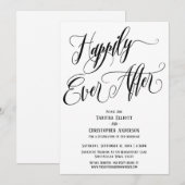 Invitation Heureux à tout jamais Script élaboré Noir Blanc (Devant / Derrière)