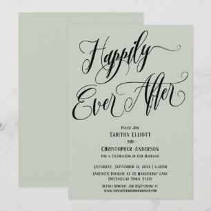 Invitation Heureux À Tout Jamais Script Élaboré Vert Sauge