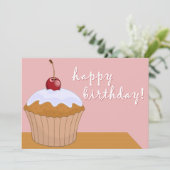 Invitation heureux anniversaire : cupcake géant : (Debout devant)