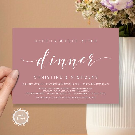 Invitation Heureux après, dîner Mariage Elopement