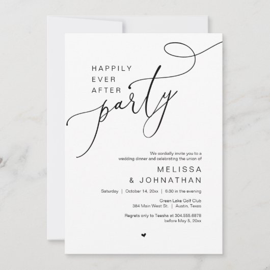 Invitation Heureux Après La Fête, Dîner Mariage Danser (Devant)