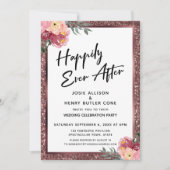 Invitation Heureux après la Parties scintillant et les fleurs (Devant)