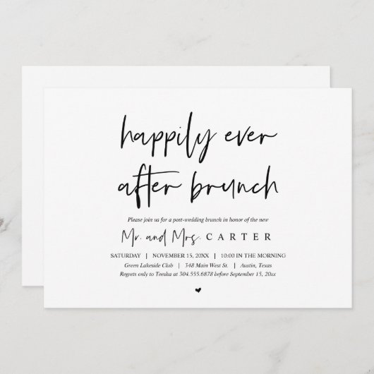 Invitation Heureux après le brunch, poste mariage (Devant / Derrière)
