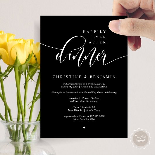 Invitation Heureux Après Le Dîner, Elopement Script Moderne