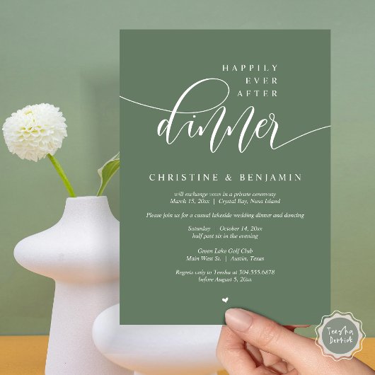 Invitation Heureux Après Le Dîner, Elopement Script Moderne