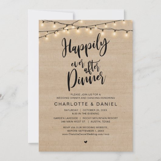 Invitation Heureux Après Le Dîner, Mariage Elopement (Devant)