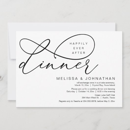 Invitation Heureux Après Le Dîner, Mariage Elopement (Devant)