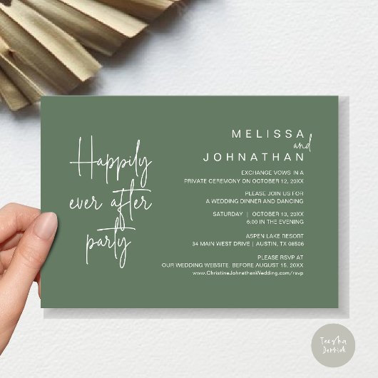Invitation Heureux Après Le Dîner, Mariage Elopement