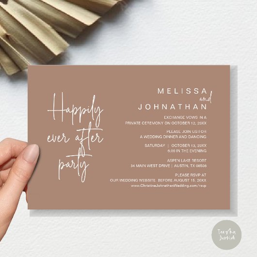 Invitation Heureux Après Le Dîner, Mariage Elopement