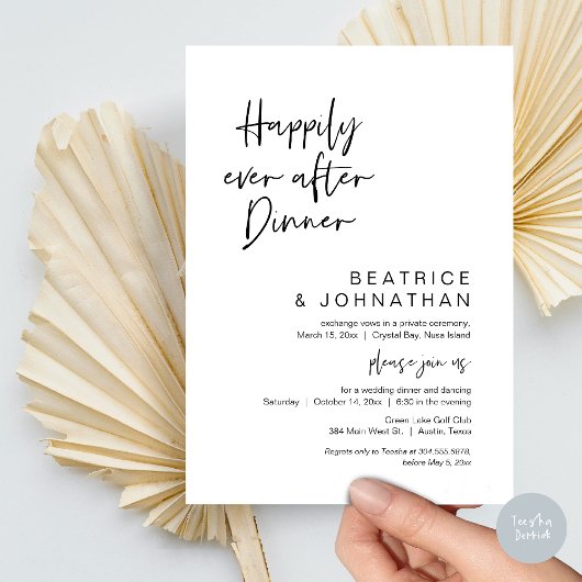 Invitation Heureux Après Le Dîner, Mariage Elopement