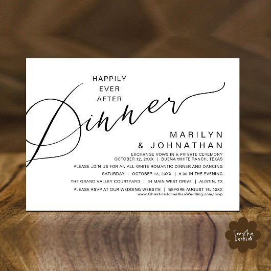 Invitation Heureux Après Le Dîner, Soirée De Mariage Moderne